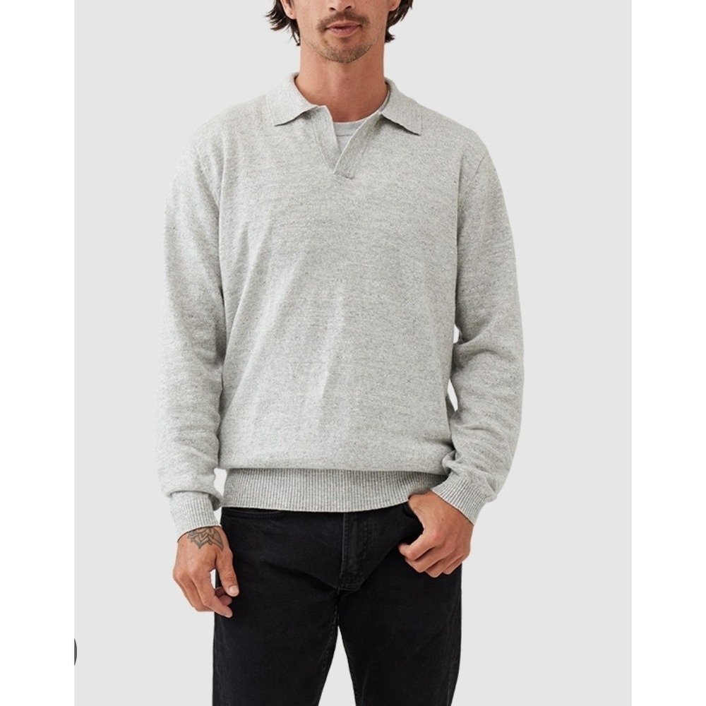 Rodd & Gunn Mens Fortrose Knit L/S Johnny Collar Lite Sweater Stone Marle S NEW! - Picture 12 of 12
